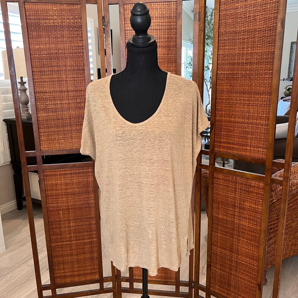 Vince Shirt Womens Size Medium Tan 100% Linen Top Breathable Summertime - Picture 15 of 16